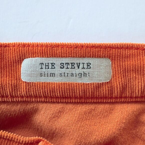 AG Adriano Goldschmied The Stevie Slim Straight Jeans in Orange Corduroy Size 28 - Picture 11 of 15